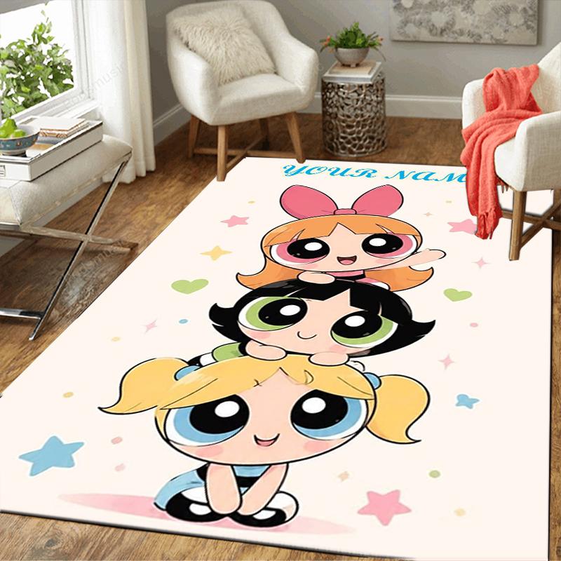 Custom 1Pc Powerpuff Girls Rainbow Rug Office Carpet Indoor Outdoor Entrance Doormat Nonslip Soft And Comfortable Living Room D491514