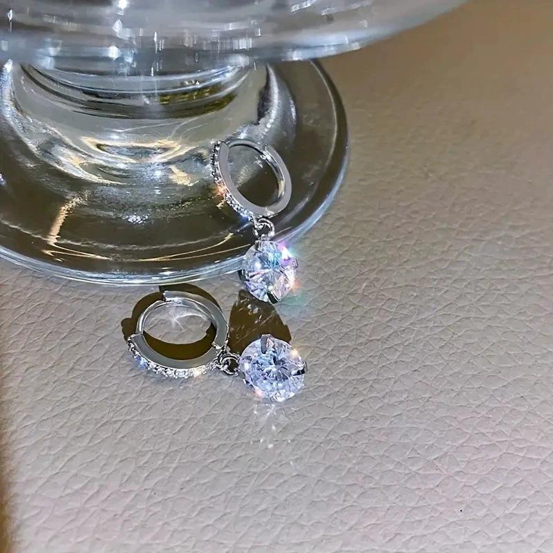 Fashion Sparkle Cubic Zirconia Earrings for Women , Light Simple Hoops , Environmentally Friendly Titanium Alloy Earring