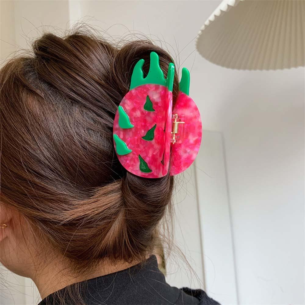 Korean Style Acetic Acid Hair Claw Sweet Acrylic Hair Accessories Fashion Fruit Shark Clip  Summer