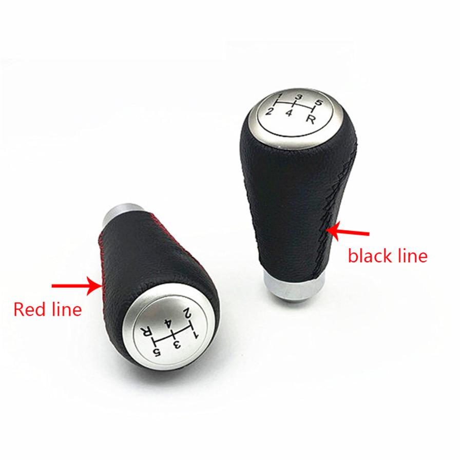 Universal New 5 Speed Leather Black&Red Stitche Manual Car Gear Stick Shift Knob Shifter
