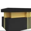 Tavolino Rettangolare Moderno con Piano ad Alta Lucentezza con 2 Cassetti in Legno, Piano Marmo, per Soggiorno, 100*50*40 cm