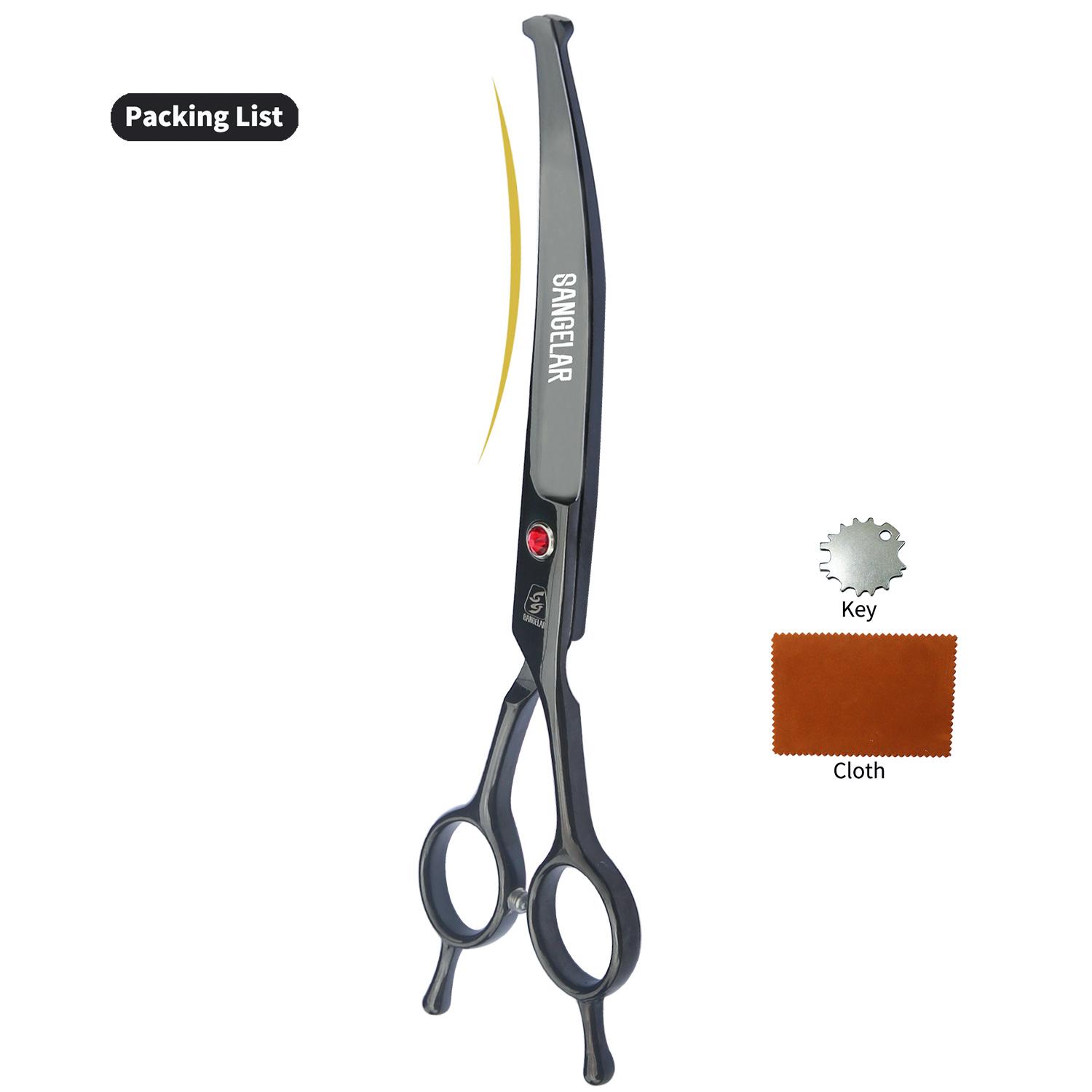 

Sangelar 7-дюймовые ножницы для домашних животных, профессиональные инструменты для ухода за домашними собаками, круглая голова, безопасное использование изогнутых ножниц, ножницы для резки домашних животных 7 inch чёрный