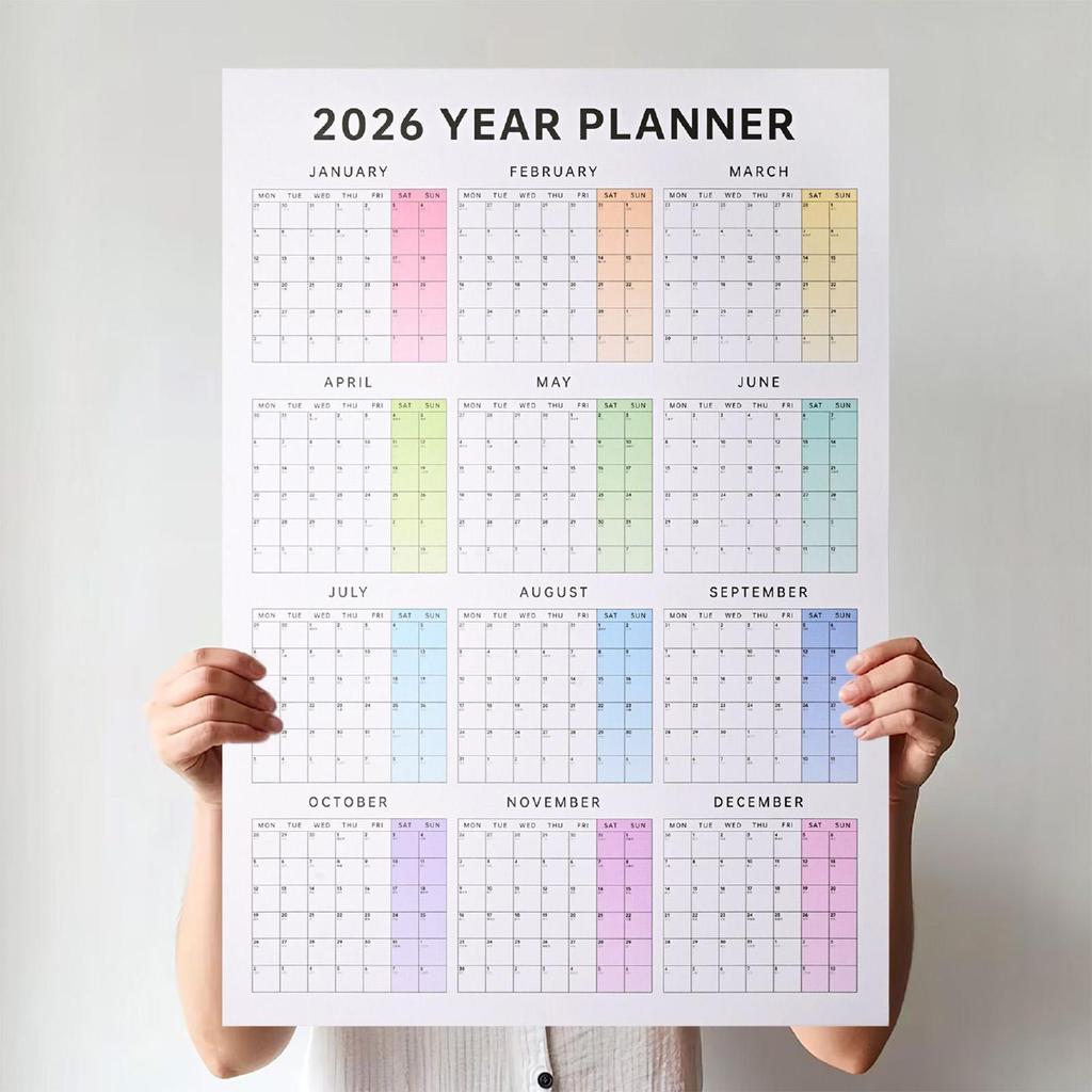 2026 Wall Calendar 12-Month Large Hanging Planner for Office & Home, Monthly Schedule Organizer for Students Teachers