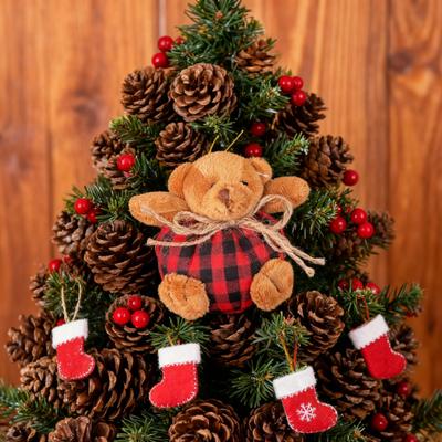 Ağaçta Ekose Ayı Süsleri 4 İnç Mini Doldurulmuş Peluş Ekose Ayı Tatil Noel Ağacı Ev Parti Dekoru için