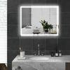 90 x 70cm LED Badkamerspiegel met Verlichting, Dimbaar Make-upspiegel, Kaptafelspiegel met 3 Kleuren, Slimme Touch, Anti-Mist