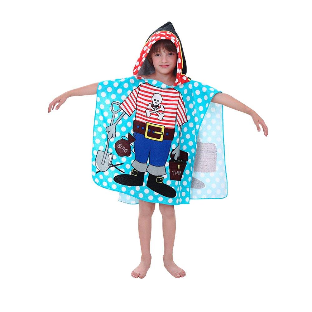 Hooded Towel Baby Bath Towel Poncho Style Beach Towel Pirates Theme Fast Drying 24" X 48" for Kids Toddlers