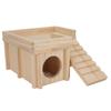 Hamster House Multi Rooms Wooden Hideout Tunnel Toy Small Pet Hut with Ladder for Golden Bear