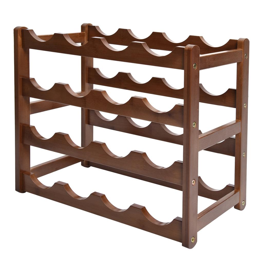 4 Tier Wine Rack Bamboo Storage Rack Wine Bottle Holder Wine Shelf for Home Kitchen