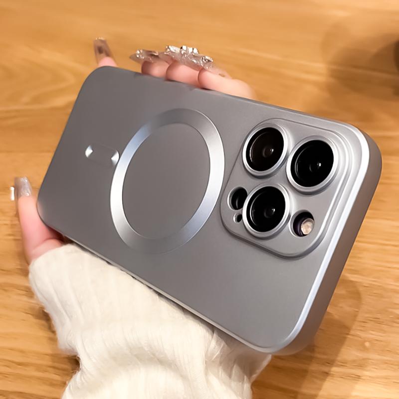 Pentru iPhone 15 Pro Max pentru Magsafe Husă de încărcare fără fir pentru iPhone 14 13 12 11 Pro Max 15 Plus Husă de telefon cu textura metalică de lux