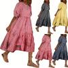 Fashion Women Loose Puff Sleeve Casual Short Sleeves Dress
