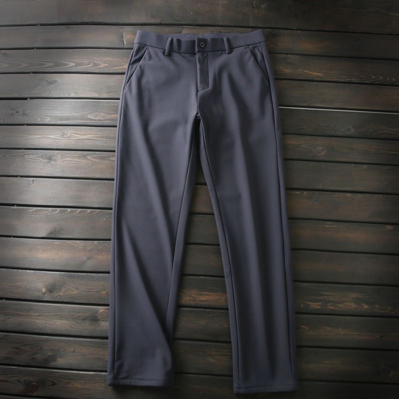 Upgrades/Four-Proof Black Technology, Thickened Composite Warm Fleece Men's Autumn and Winter Business Commuting Casual High-Elasticity Trousers