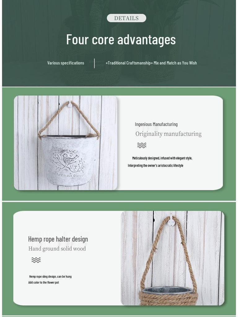 Wall-Mounted Iron Flower Pot Basket - Simple Balcony Decor