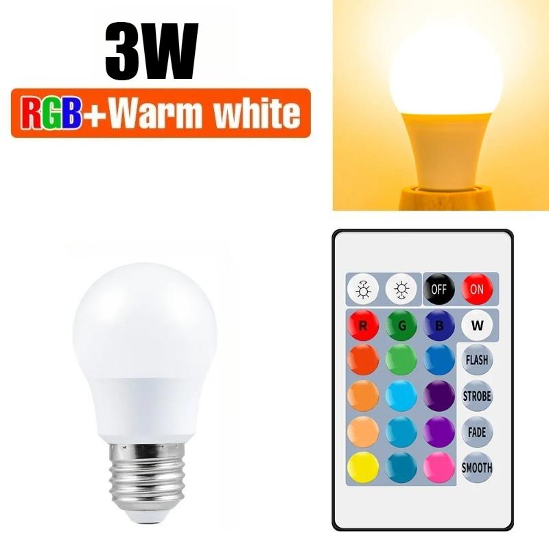 220V E27 LED Bombillas LED 3W 5W 10W 15W IR Remote Control Changeable Colorful RGB LED Lamp Spotlight Bulb Christmas Halloween Atmosphere Lights