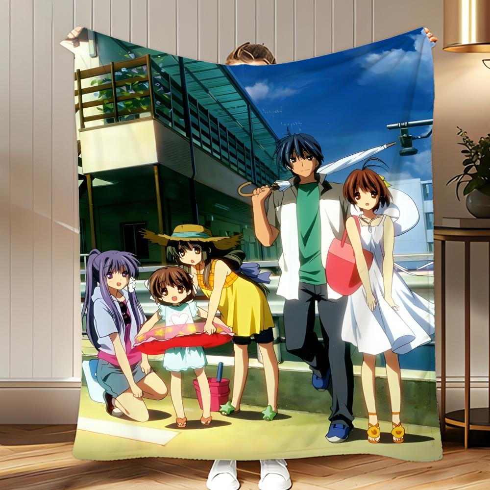 classic anime CLANNAD Throw Soft Coral Fleece Blanket 310gsm Fluffy Warm Throw for Sofa Bed Couch Bedroom Decor