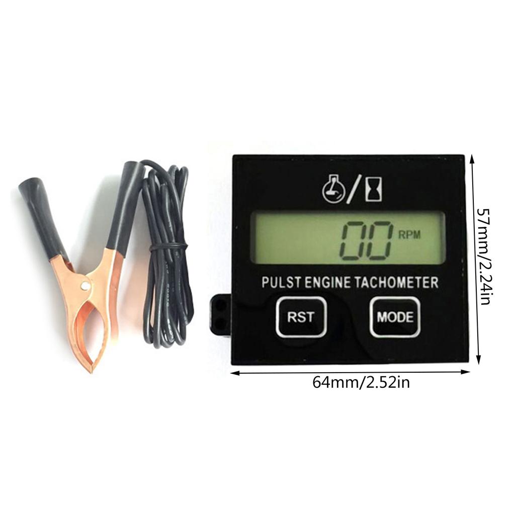 Inductive Hour Meter Waterproof Tachometer Digital Speedometer Replaceable Battery Tachometer for Mower Tractor Chainsaw