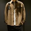 Men's Trendy Long Sleeve Shirt Jacket - Loose Fit, Plus Size, Japanese Style Workwear for Spring and Autumn