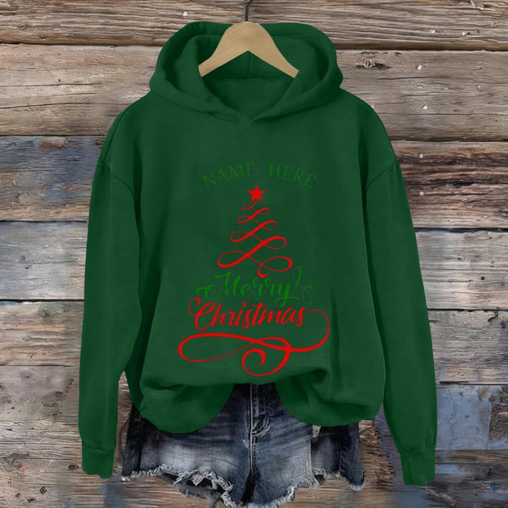 Dame Jule Greentown Trykk Casual Langermet Hettegenser Topp