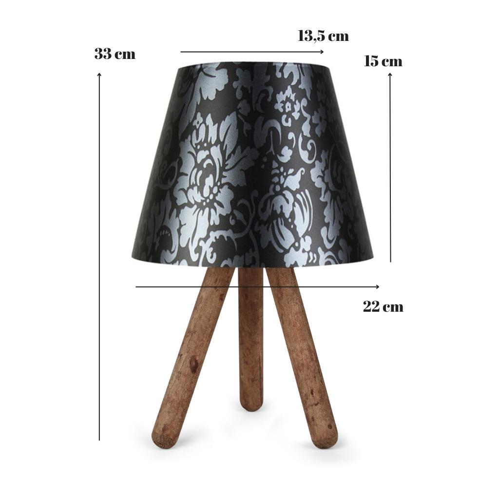 Praktischer dreibeiniger Lampenschirm aus Holz Schwarze Blume