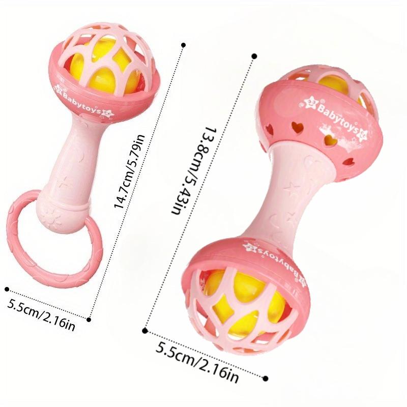 Rosa Klingelton Handtrommel Baby Spielzeug - Langlebiges ABS Material, mit Hasen- & Herzmustern, Perfekt für Neugeborene & Kleinkinder