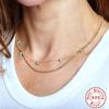 Fashion S925 Sterling Silver Simple Inlaid 5 Claws Inlaid Turquoise High-End Textured Necklace Collarbone Chain