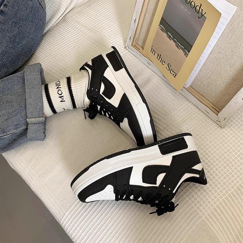 

2025 platform casual sports shoes women s spring and autumn ins winter new niche versatile running white board shoes 35 чёрный
