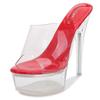 Women Crystal Transparent High Thin Heel Slide Sandals Antislip Waterproof Platform Slope Heel Sandals for Office Nightclub OL