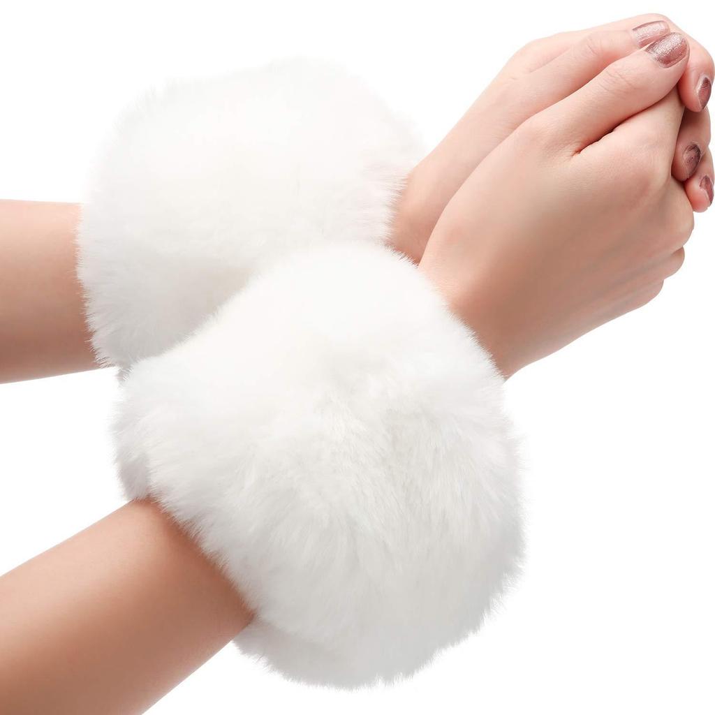 Plush Faux Fur Wrist Cuffs for Winter & Halloween Costumes
