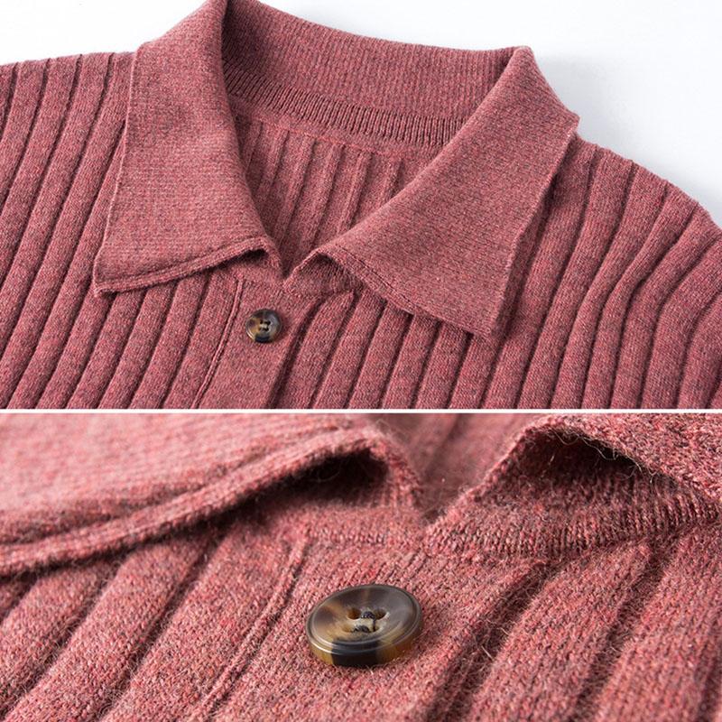 Spring Autumn Lapel Knit Dress Women's Long Loose Tie Sweater Dresses