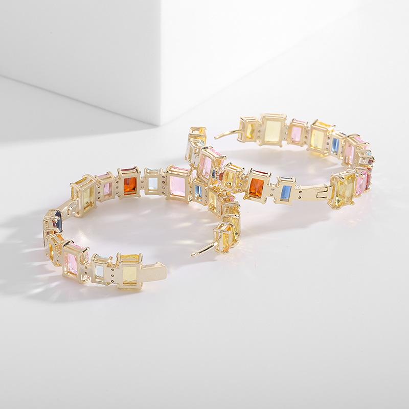 Kolczyki dla kobiet 2022 luksusowe żółte złoto kolor Bling AAA cyrkonia wkładka przesadzone kolczyki koła kobiece Party modna biżuteria