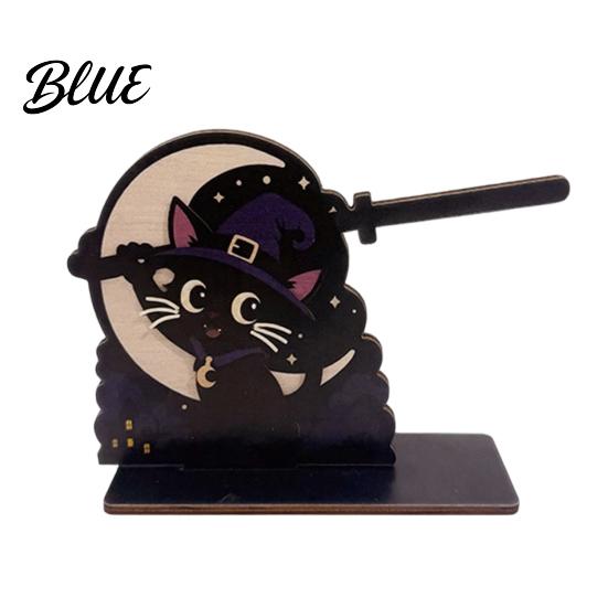 Unique Wooden Craft Gift Halloween Paper Towel Holder Skeleton/Ghost/Cat/Pumpkin/Witch Stand Retro Desktop Tissue Dispenser Gothic Roll Storage