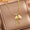 Stylish Jellyfish Pendant Titanium Necklace – Light Luxury Ocean-Inspired Clavicle Chain