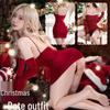 Red Christmas Bunny Girl Lingerie Set - Knit Bodycon Dress & Battle Robe