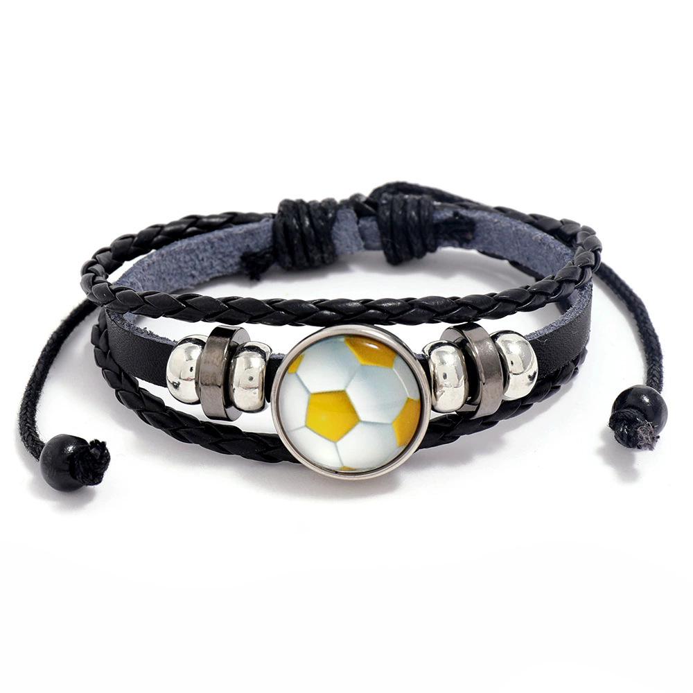 World Cup & European Championship Football Fan Woven Leather Bracelet Souvenir