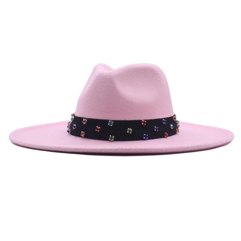 European and American New Felt Jazz Hat British Gentleman Woolen Colorful Diamond Ribbon Top Hat