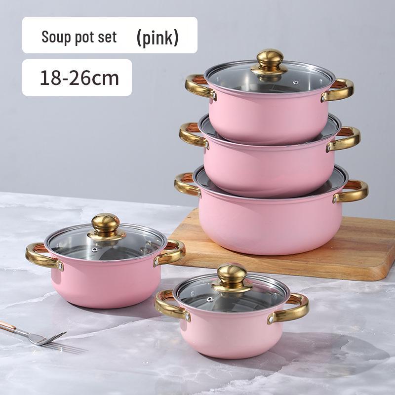 

Набор посуды из нержавеющей стали золотого цвета, 10 предметов: Многофункциональный набор кастрюль и сотейников в подарок