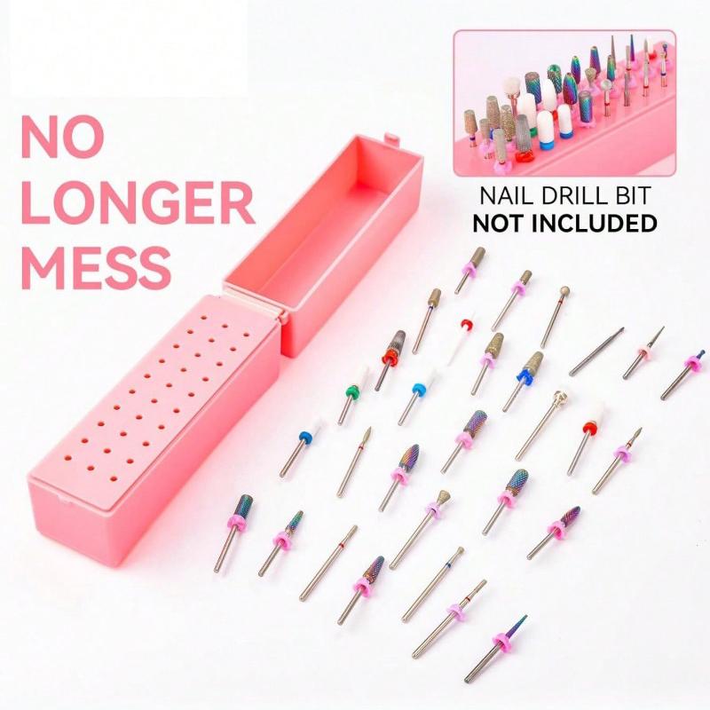 30-Hole Nail Drill Bit Holder Dustproof Nail Salon Organizer With Storage Display Box Manicure Tool Case Drill Bits Not Included