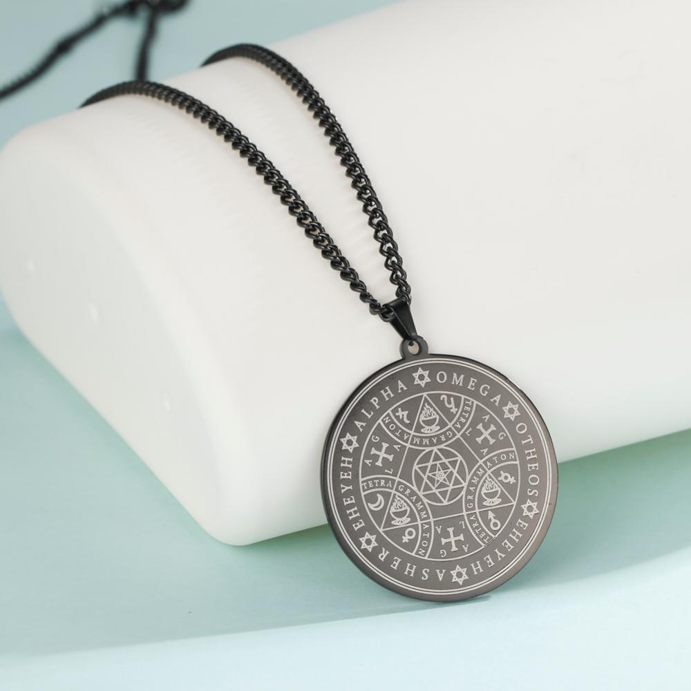 Tetragrammaton Amulet Pendant Necklace Enochian Angel Magic Amulet Alpha Otheos Eheyeh  AGLA Amulet Talisman Necklace Accessories