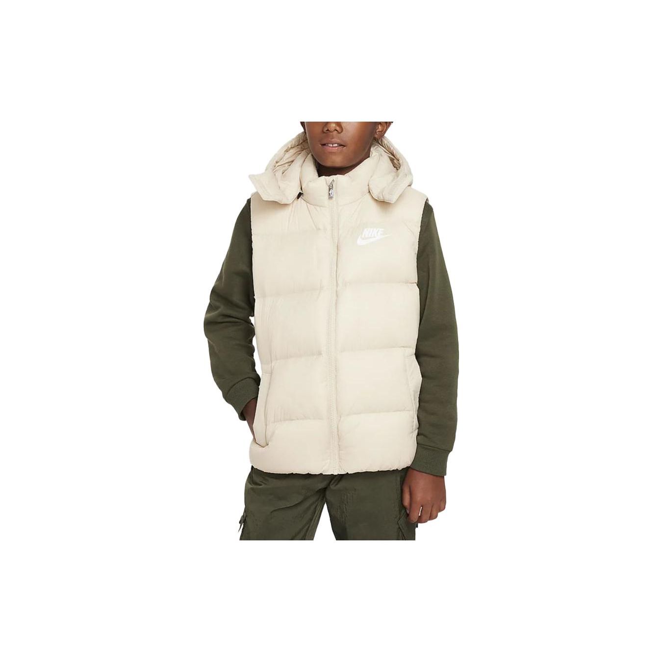 

Nike Kids Logo Print Detachable Hooded Down Vest Kids vest Sand-White DZ9728-126 M