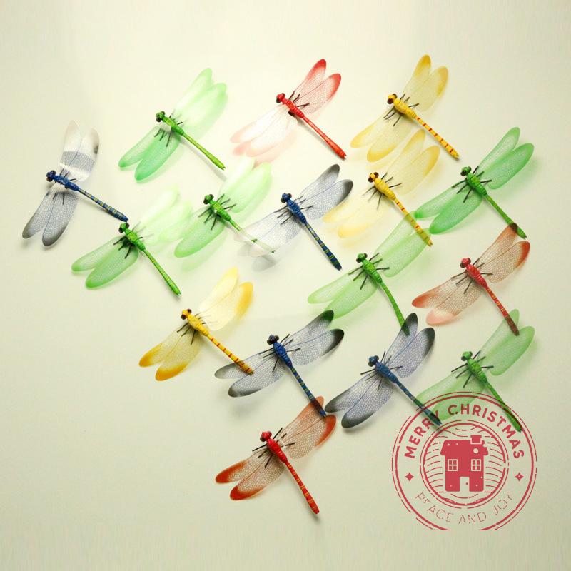 14Cm 3D Simulation Dragonfly Home Decoration Creative Crafts Decal Bottle Gardening Decor Baby Birthday Party Room Wall Stickers