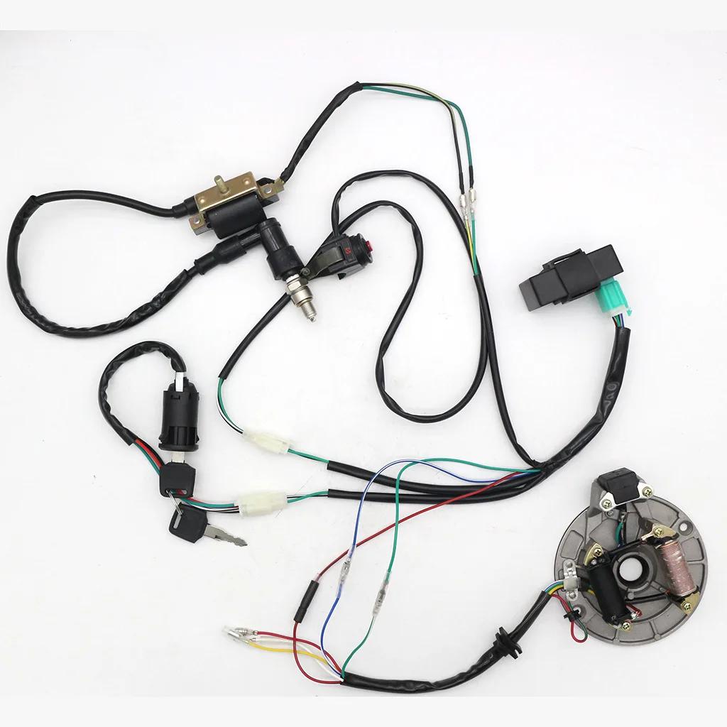 USERX Universal Wiring Loom Harness Kill Switch Ignition Coil CDI Spark Plug Magneto coil Stato