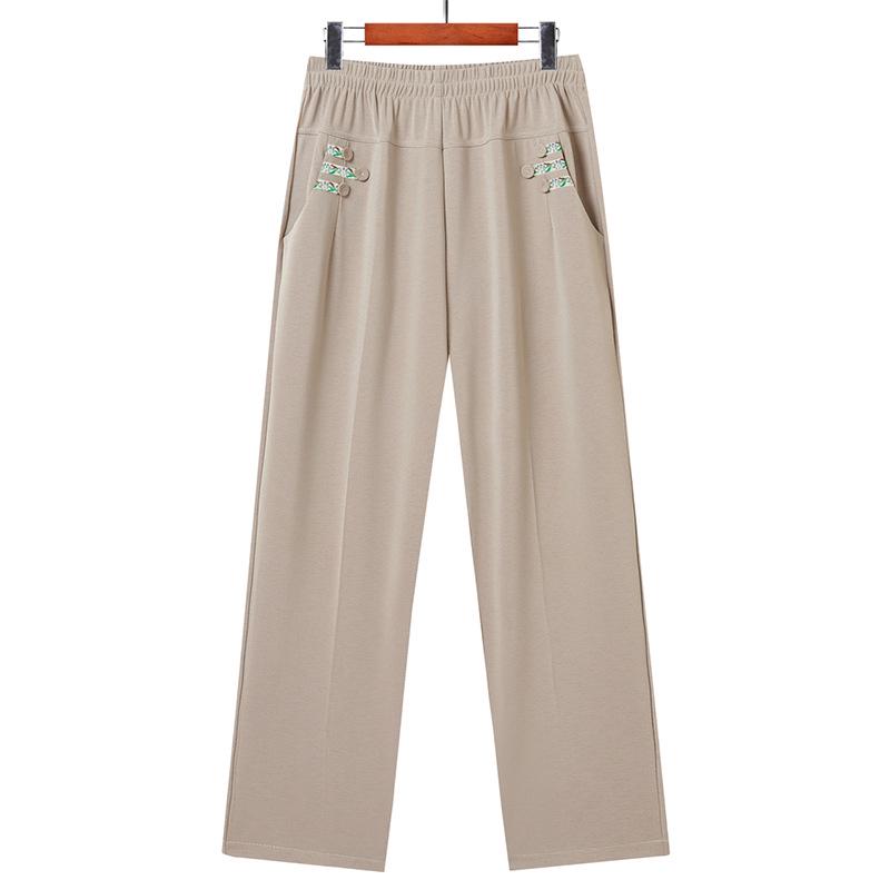 

Mom s Cool Ice Silk Summer Pants - Stylish Nine-Point, Versatile Casual Wear for Middle-Aged & Elderly Women XL (85-105 lbs) хакі