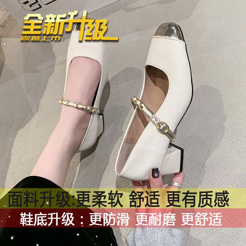 French Mary Jane single shoes women's thick heel 2025 new spring and summer women's shoes temperament black with skirt evening shoes