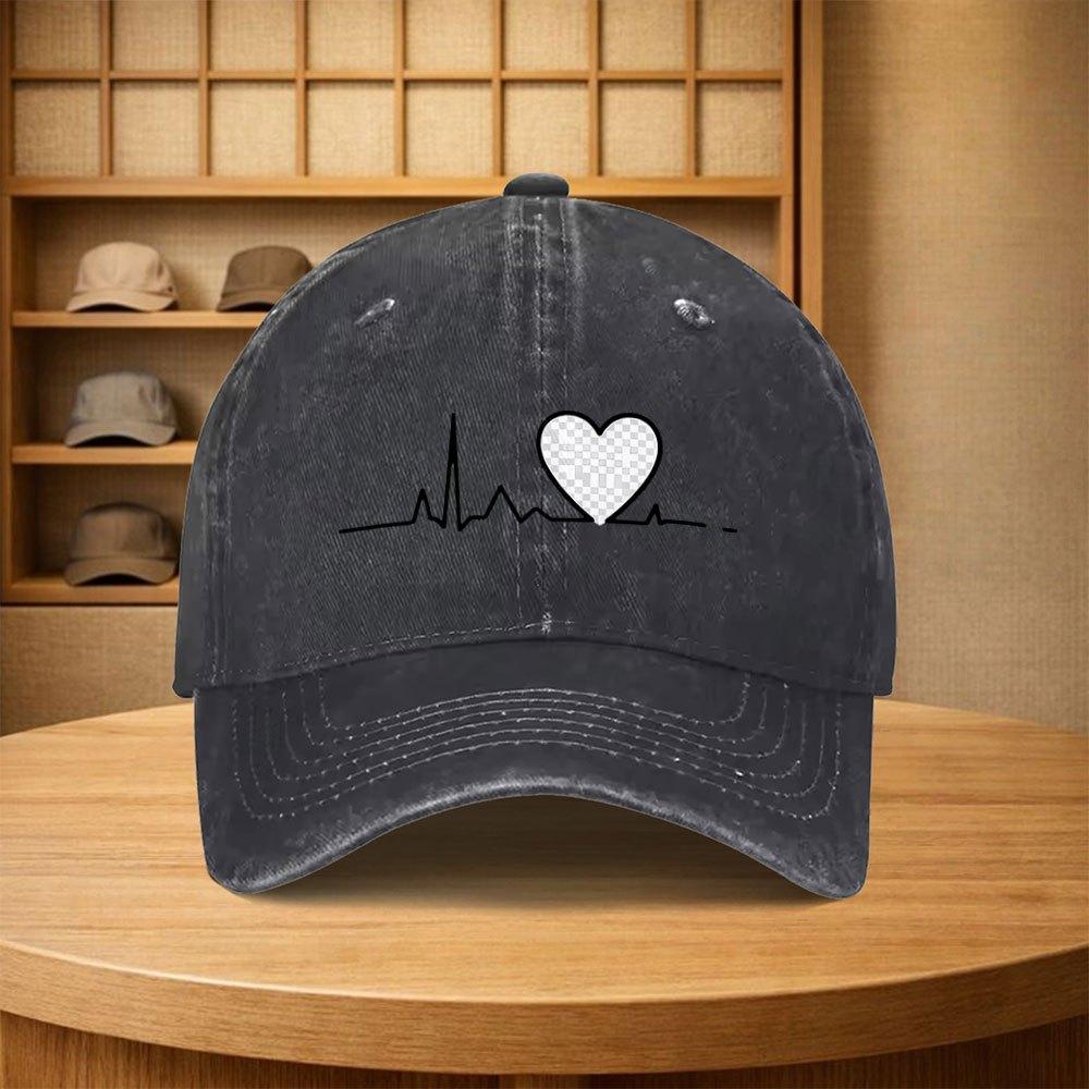 Vintage ECG Heart Pattern Baseball Cap  Unisex Adjustable Multiple Colors