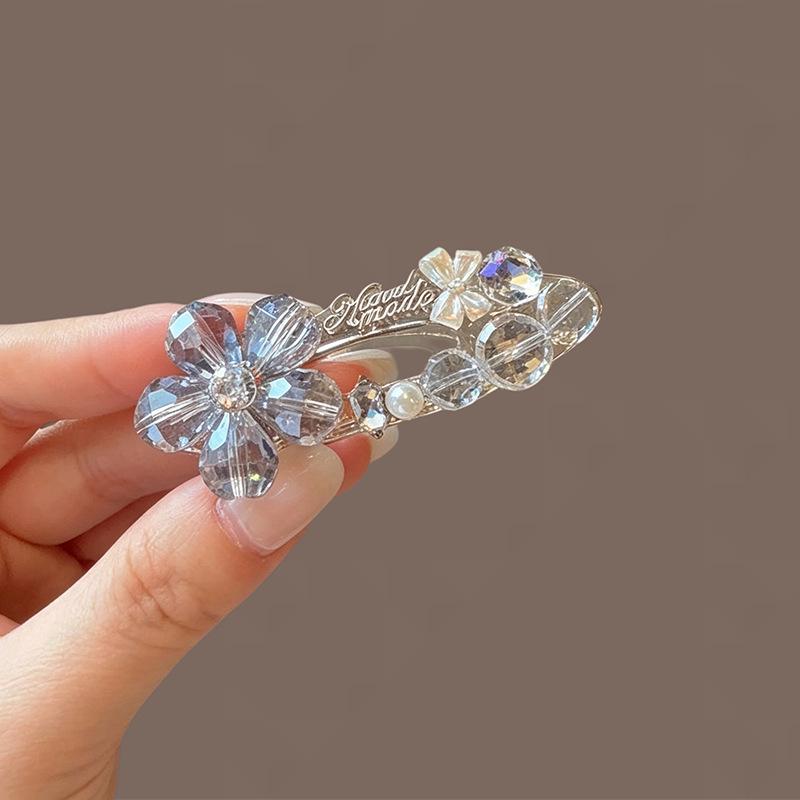 Rhinestone Bow Crystal Flower Hair Clip