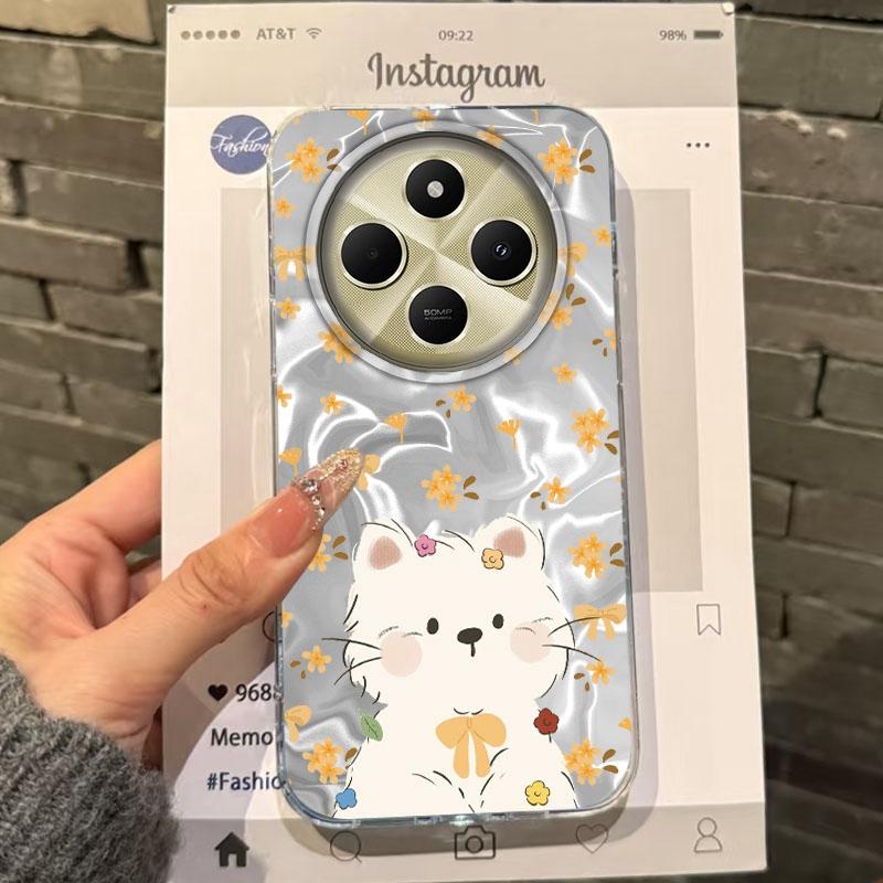 

Милый Кот Маленькие Цветы Девушки Женщины Чехол для Телефона Для Xiaomi Poco X3pro X5 M6 X6 X3 NFC M5s M6 X7 Pro C75 C61 Бампер Fundas Чехол Redmi Note12 Pro 5G белый