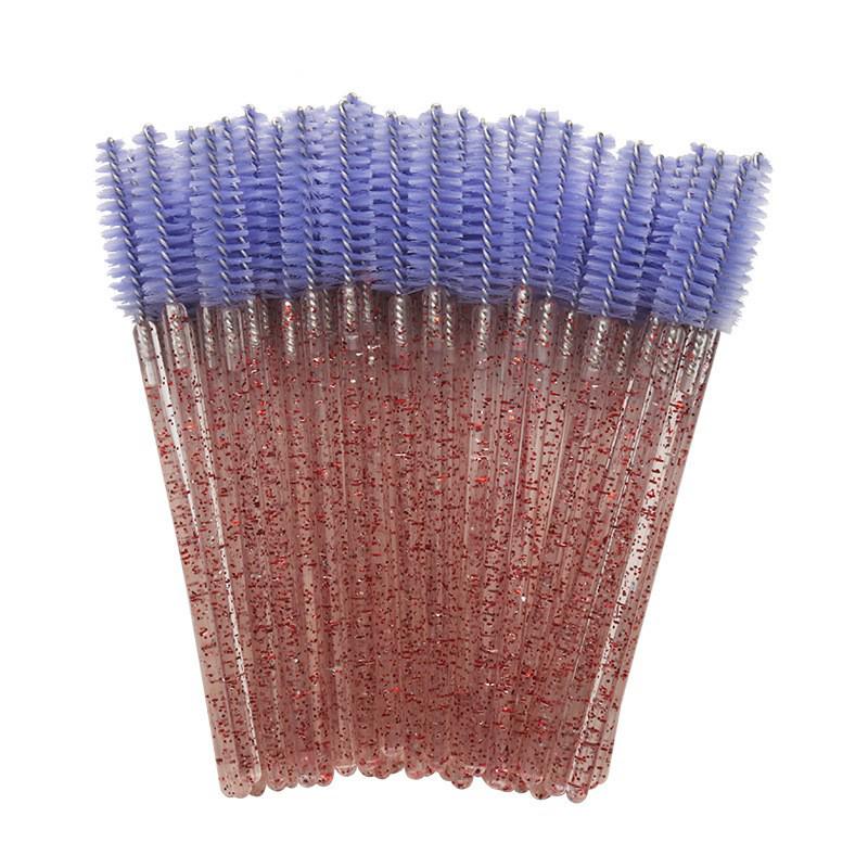 Crystal Handle Disposable Eyelash and Eyebrow Brush - 50 Pack Spiral Comb for Extensions