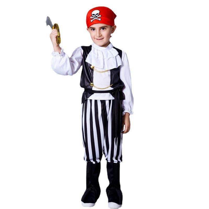Children's cool male pirate costume, Halloween carnival boys pirate party costume cosplay set