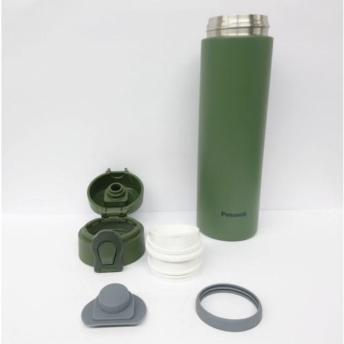Peacock AKF-50 K 0.5L Stainless Steel Water Bottle with Lockable Lid, Mug Type, Khaki