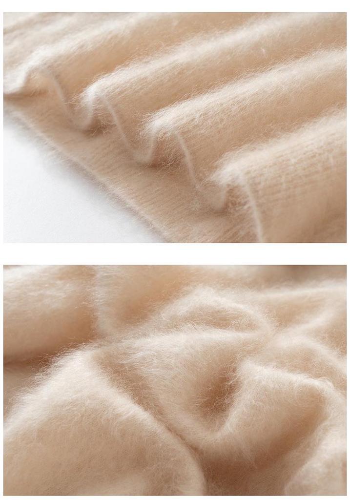 Seamless Cashmere Women's Loose Brushed Sweater - Round Neck Pullover Base Layer Jacket