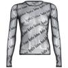 Sexy Women Mesh T-Shirts See-Through Perspective Tshirt Letter Printed O Neck Transparent Long Sleeve T Shirt Tops Women
